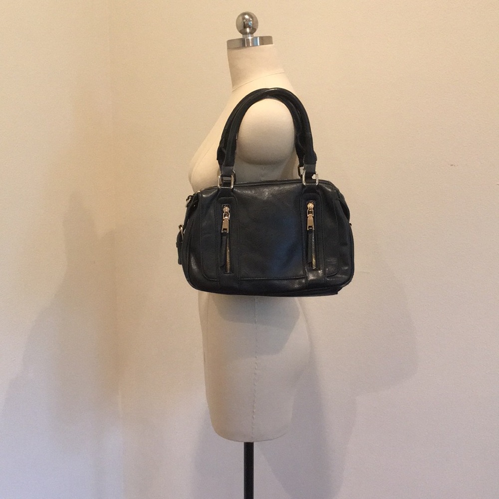 Black Madison West City Bag with Zips